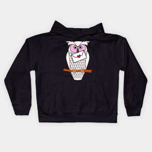 White Owl with Love Letters Kids Hoodie